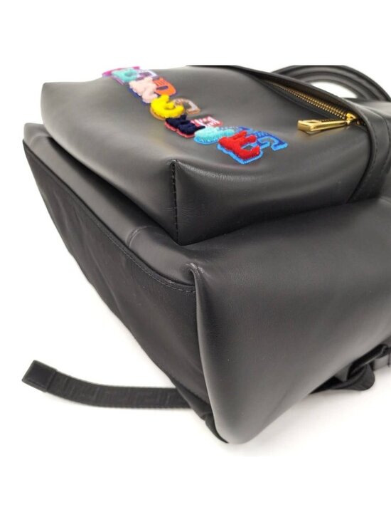 Versace Backpack Multicolor Logo Leather Black